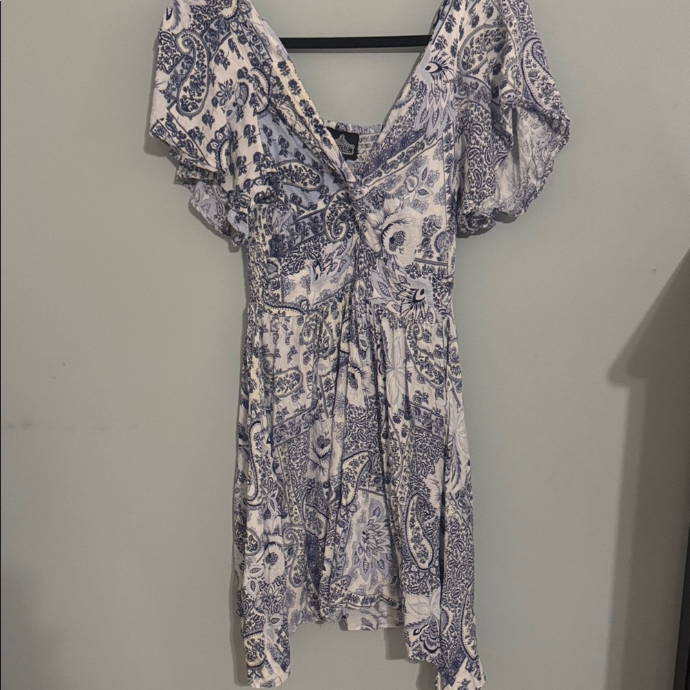 Blue and White Paisley Dress